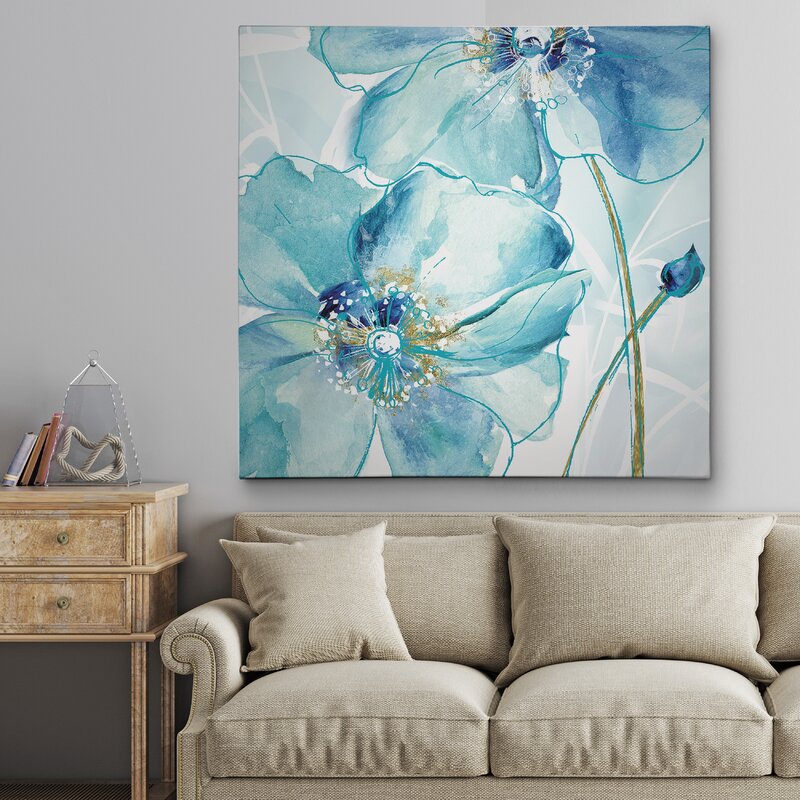 Latitude Run® Blue Spring Poppy II Framed Painting & Reviews | Wayfair