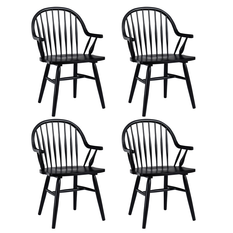 Hughes Windsor-Back Solid Wood Dining Chair, 4