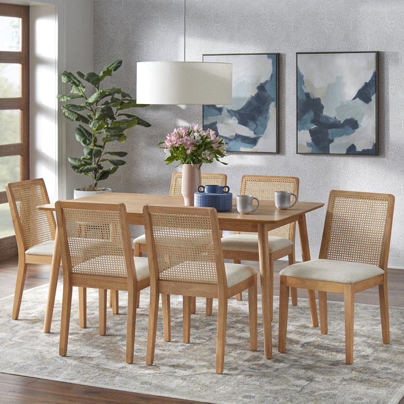Newington Cane Dining Set, 7 Pieces: Table, 6 Chairs