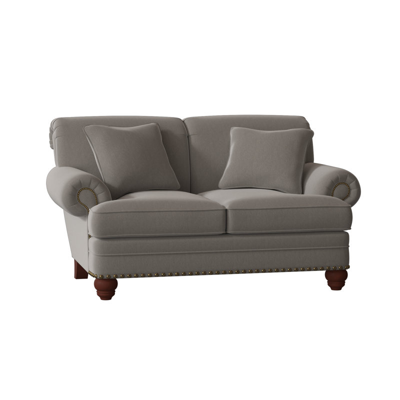 Spratt Loveseat, Light Brass, Peyton Gray Performance Twill, Manhattan
