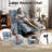 Manual Handle/Lever Recliner Chair with Sturdy Metal Support Frame, Extra Thick Padded Armrest & Built-in Phone Holder, Velvet Recliner for Living Room, Bedroom, Home Theater(set Of 2)-Blue-102834094