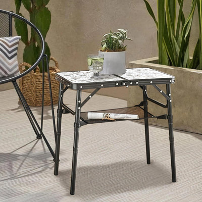 Table d'appoint d'extérieur, 3 tables pliantes réglables d'extérieur portatives, tables d'appoint pliables en aluminium pour l'extérieur, support de plantes, table d'appoint pour piscine, porche, jardin, balcon