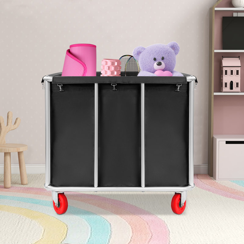 35.43X25.6X31.5” Commercial Laundry Cart With Wheels, Black
