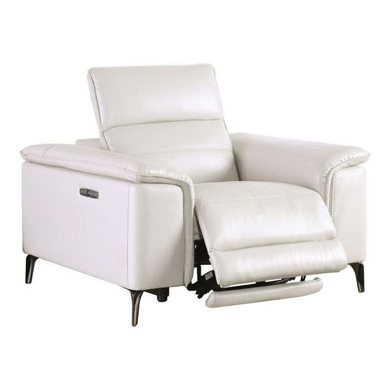 Chelita Faux Leather Power Recliner, Light Taupe Faux Leather