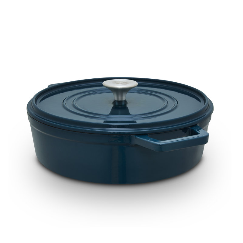 Barbary & Oak Cast Iron Dutch Oven, 3.8 Litres, Teal