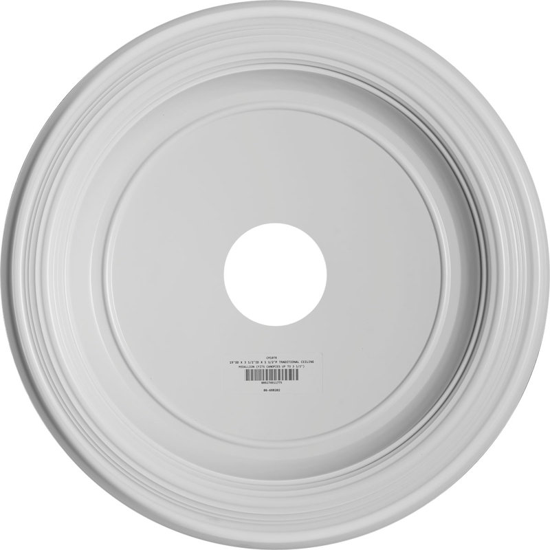 19-Inch White Traditional Thermoformed PVC Ceiling Medallion
