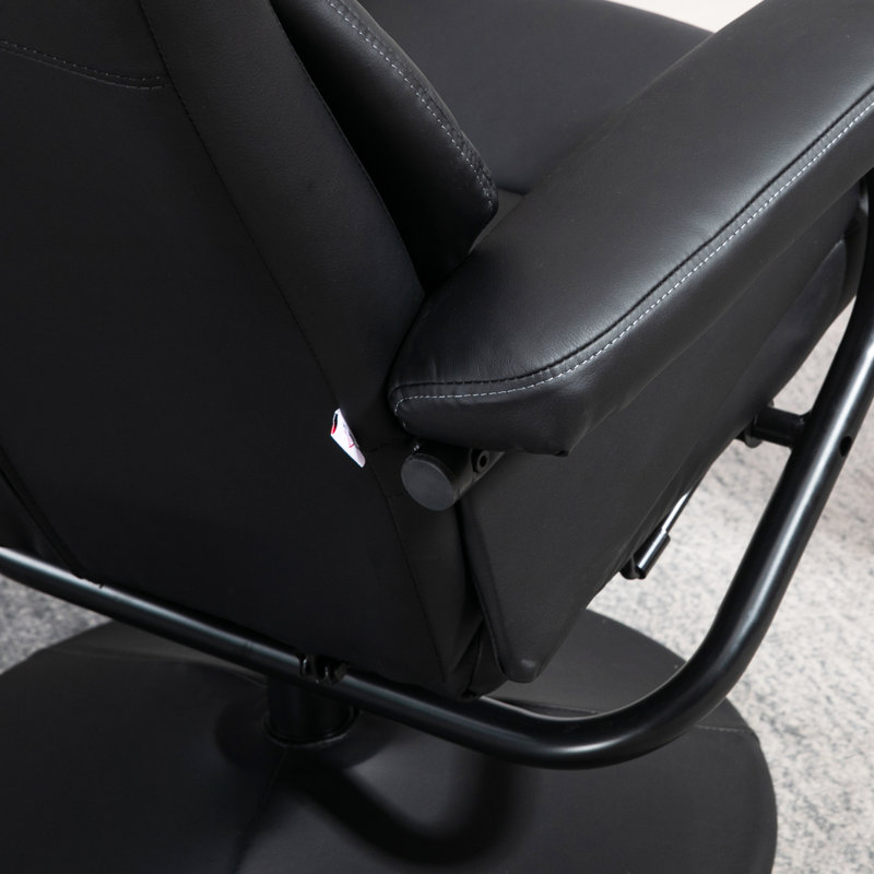 HOMCOM Swivel Recliner Chair with Footstool Ottoman Steel Base Black