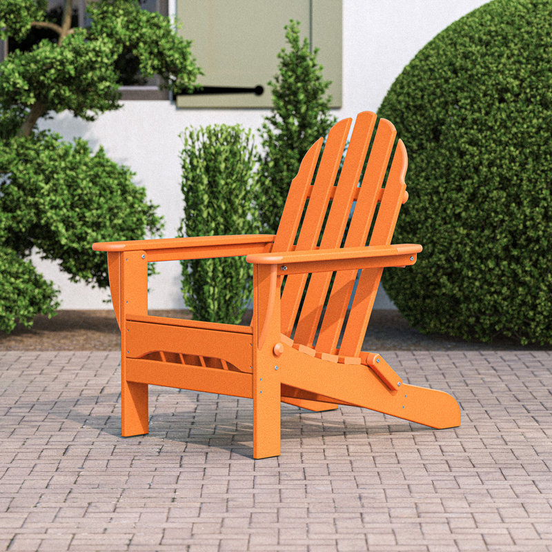 POLYWOOD Classic Adirondack Folding Adirondack Chair, Tangerine