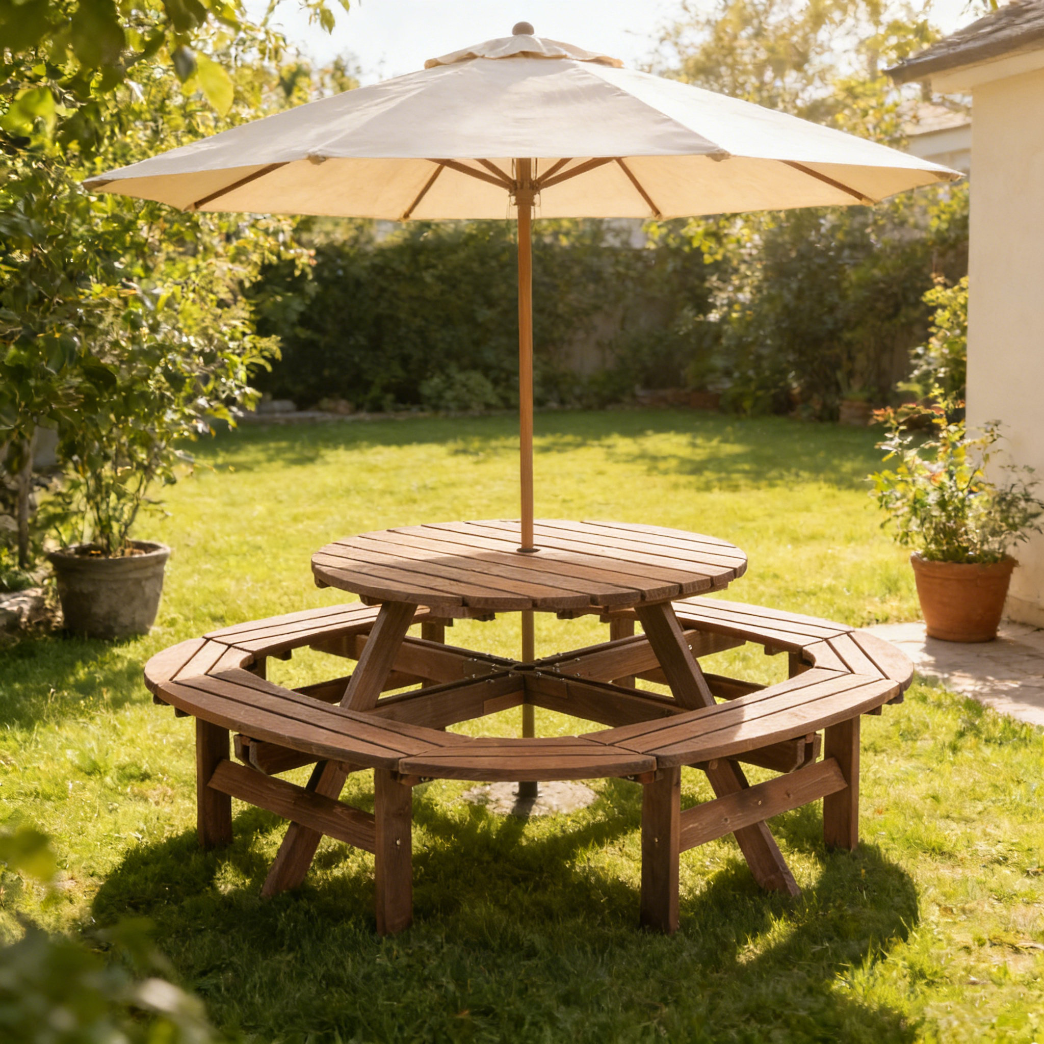 diy patio table with umbrella hole Yaheetech Hole, Outdoor Metal Side Table for Deck DIY patio table with umbrella