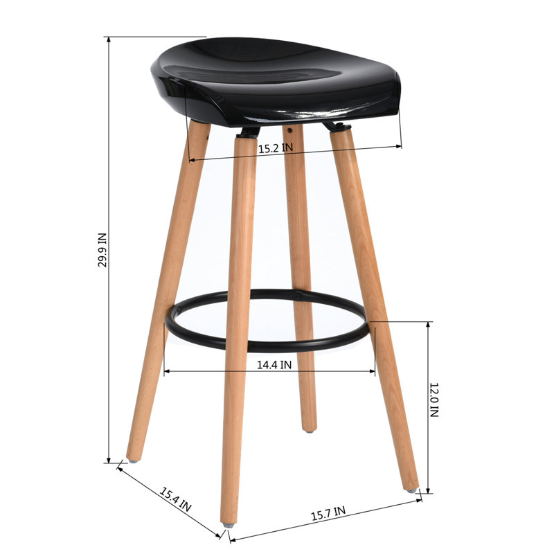 Aireen Counter Stool with Solid Wood Frame, Black