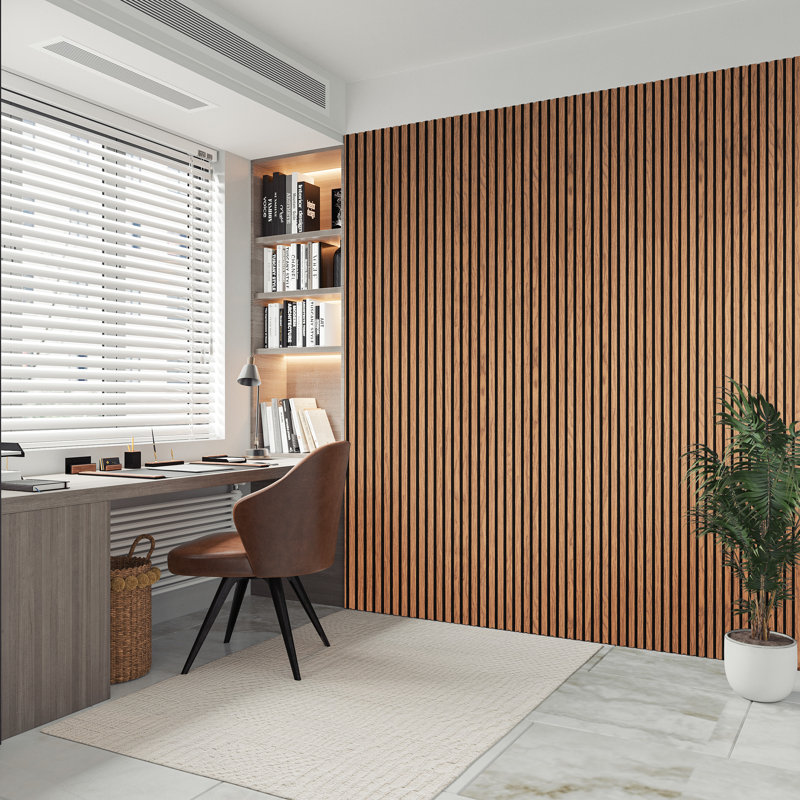 Ensemble de 2 panneaux muraux à lattes 3D pour mur intérieur en chêne brun (ensemble de 2 / 31,50 pieds carrés), Érable