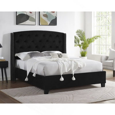 Mobilier de chambre à coucher en tissu de bois noir 1pc
