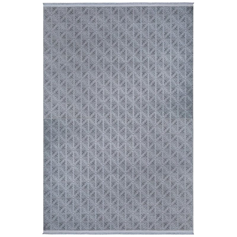 Tapis gris en viscose tissé à la machine Candler, Rectangle 6 pi 7 po x 9 pi 6 po