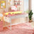 Small Computer Desk With 2 Drawers & LED Lights,Home Office Desks With Side Pocket And Monitor Stand-931550596-931550599