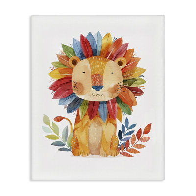  Art mural sur toile Rainbow Blooms Lion par LSR Design Studio