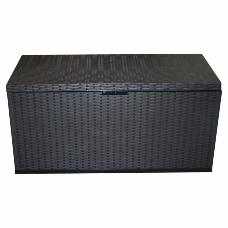 Sol 27 Outdoor 120cm W 350L Water Resistant Plastic Lockable Deck Box in Black