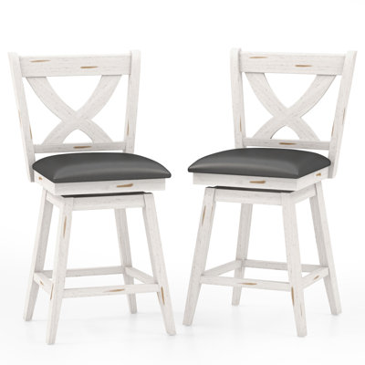 Havant Swivel Upholstered Counter Stool with Solid Wood Frame