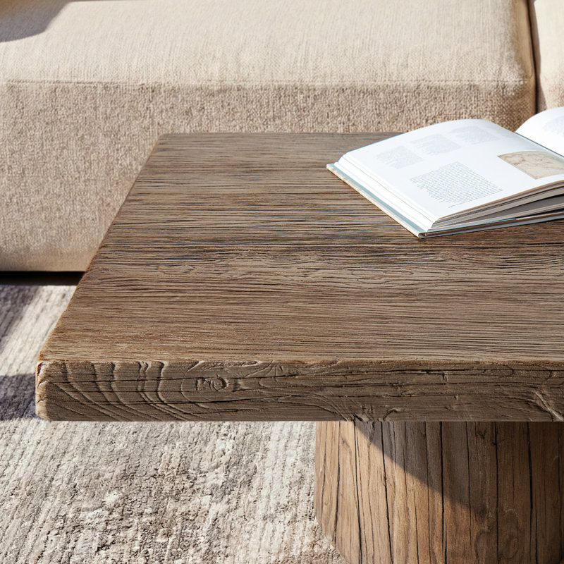 Arbor 60" Solid Reclaimed Elm Tree Trunk Pillar Coffee Table