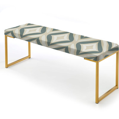 Neutral Space - Damask Upholstered Gold Bench