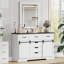 Commode 6 tiroirs avec miroir pour chambre à coucher, coiffeuse avec miroir lumineux