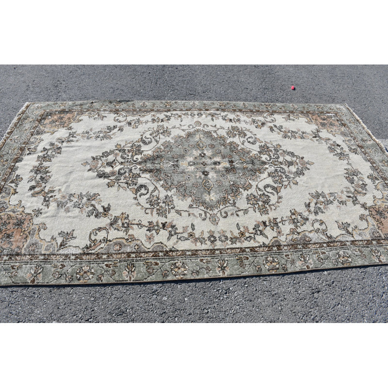 Tapis turc Oushak fait à la main avec caractéristiques biologiques antibactériennes brun / beige