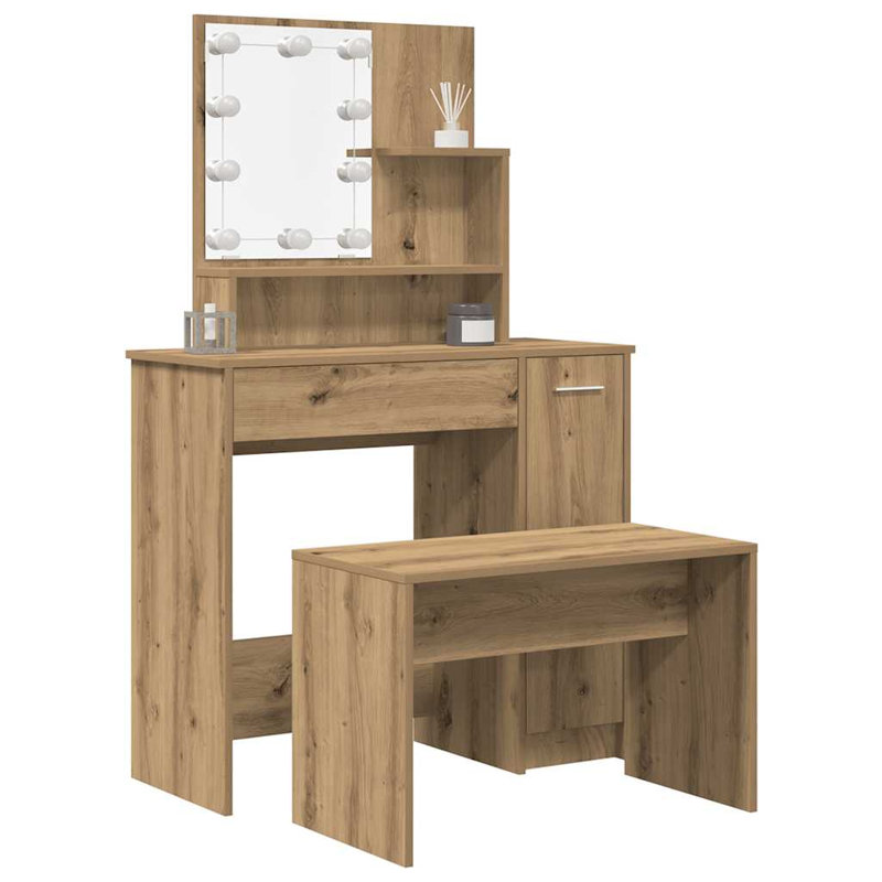 Italya Dressing Table with Mirror, Artisan Oak
