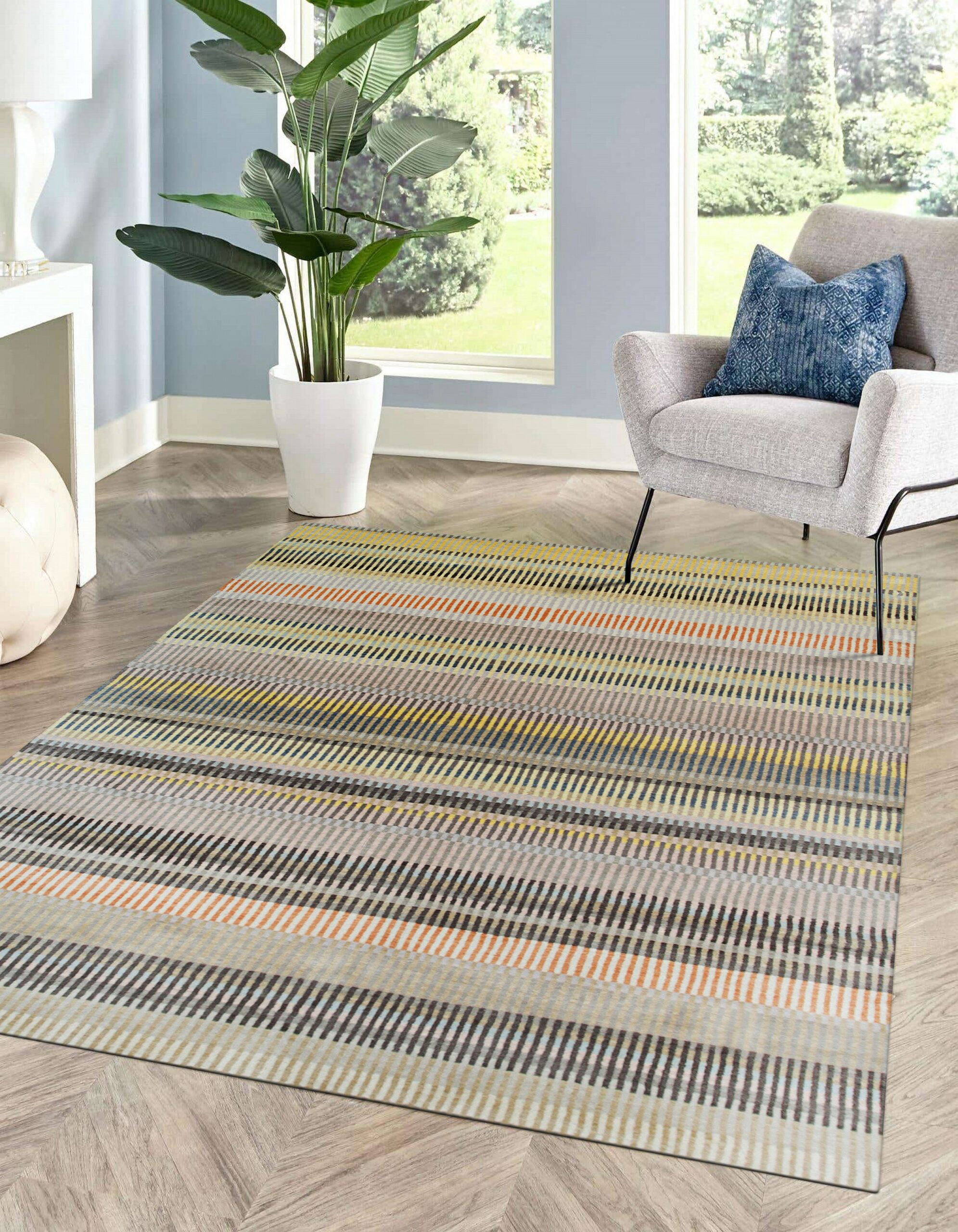 The New England Collection Ivory Hand-Knotted Wool Striated Color ...