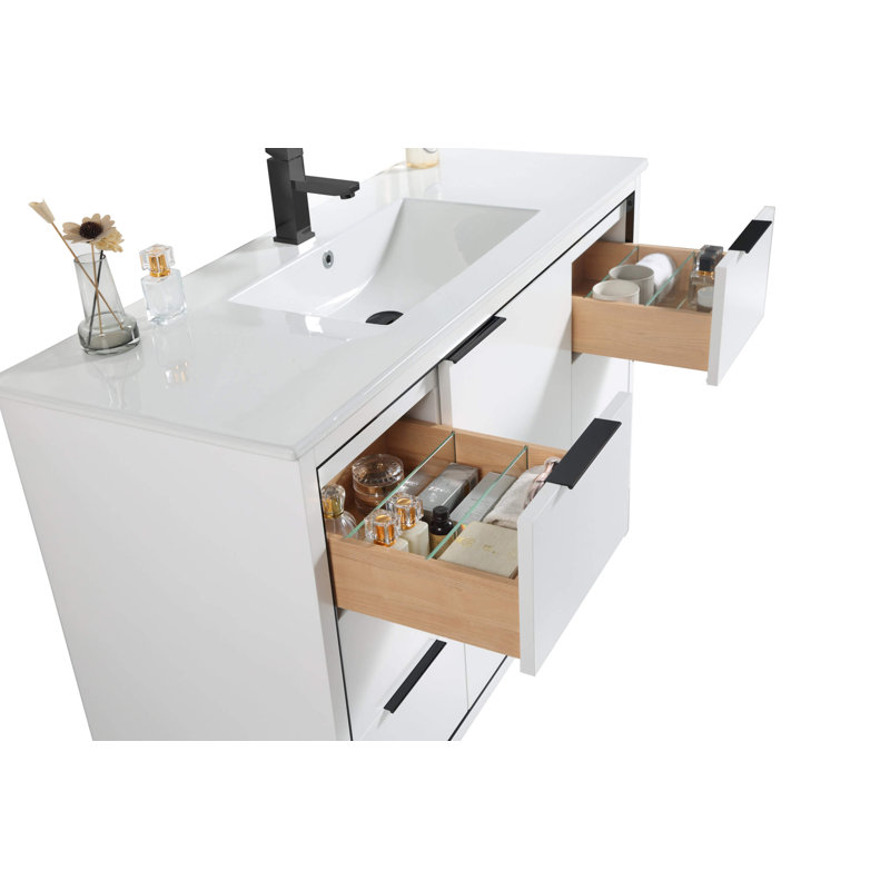 Ensemble de meuble-lavabo simple 48 po, Noir mat, Blanc
