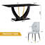 Marble Pattern Tempered Glass Dining Set - With 8 PU Chairs With A Widened Backrest Design-1156636521