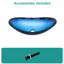 Lavabo de salle de bain en forme de bateau en verre trempé bleu, drain escamotable, au-dessus du comptoir, crée un récipient artistique à impact visuel, installation simple