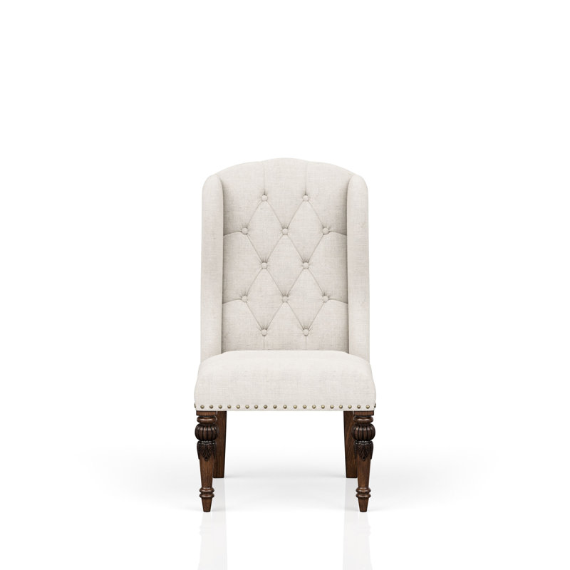 Host Dining Upholstered Wing Chair, Gray, With Long-Lasting Build For Stable Experience