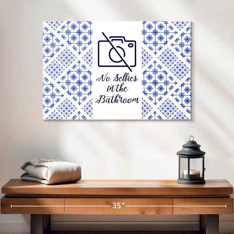 Plaque murale pour salle de bain No Selfies, H 16 po x l 24 po