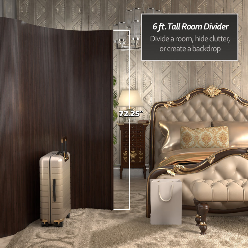 Siena Rolling Bamboo Room Divider, Dark Mocha, 6 ft. Tall