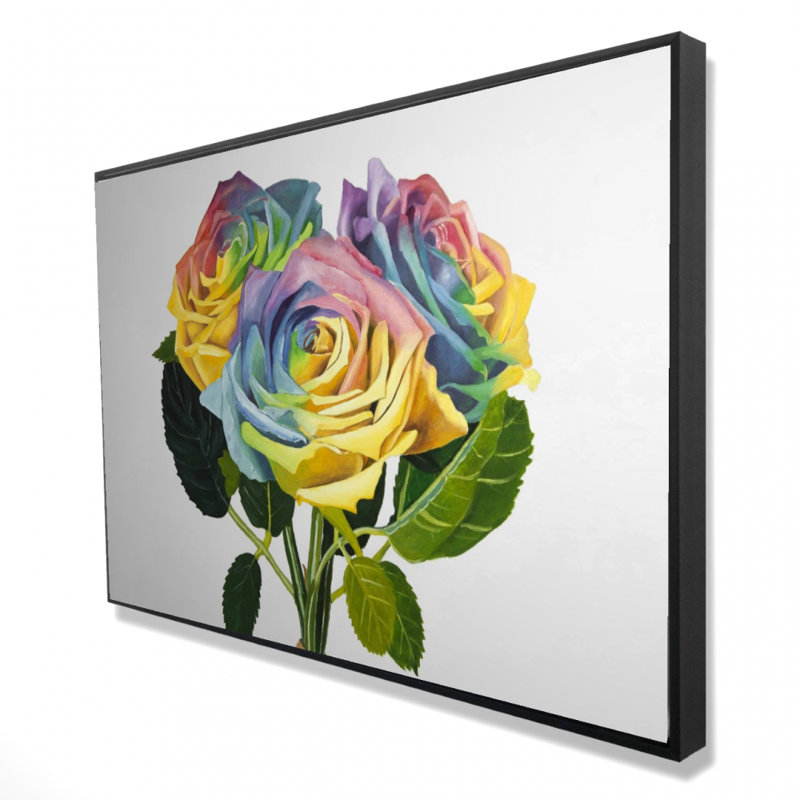 "Bouquet de roses arc-en-ciel" sur toile