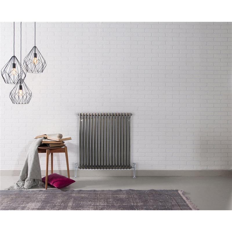 Laser Klassic Vertical Designer Radiator, Silver, 2, 600mm (H) x 1010mm (W) x 66mm (D)