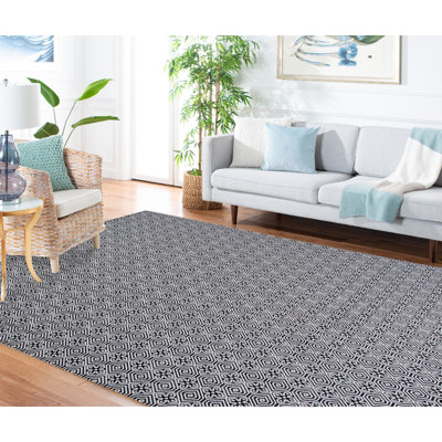 Martha Stewart Cotton Geometric Rug in Charcoal/Gray