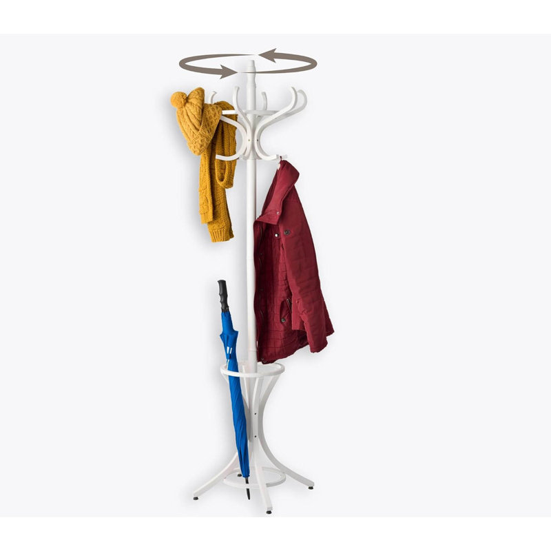 Freestanding 12 - Hook Coat Rack, White
