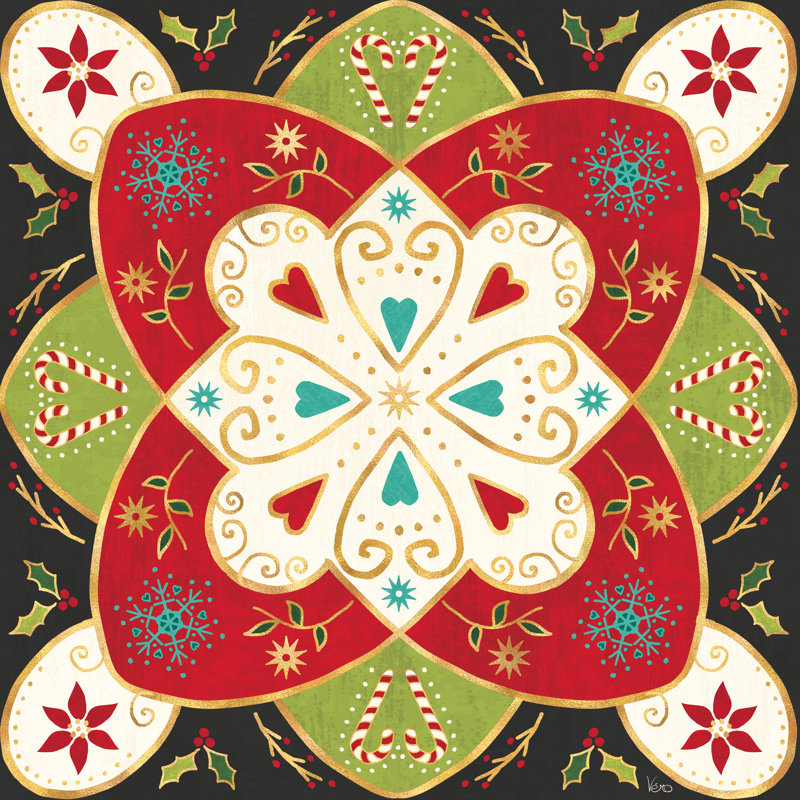Otomi Holiday XI Black by Veronique Charron - Wrapped Canvas Print, 30.48cm H x 30.48cm W x 3.8cm D