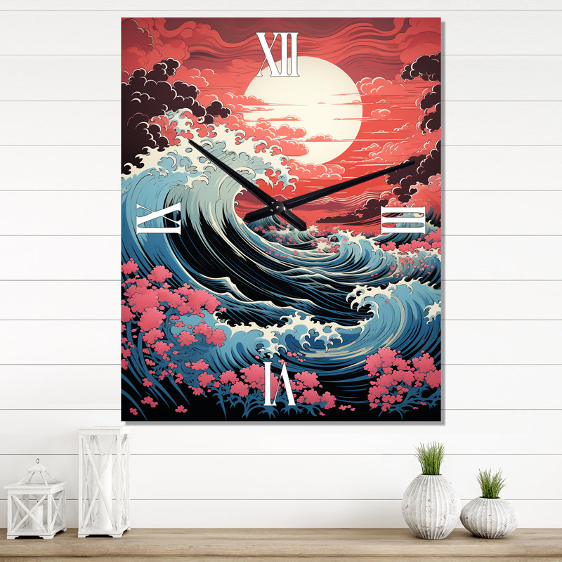 Horloge murale côtière Dramatic Ocean Waves VI, Médium