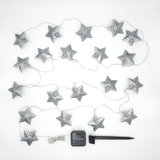 Solar Powered String Lights with 20 Silver Metal Stars