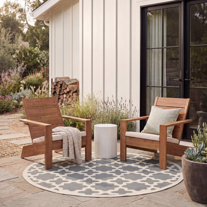 Herefordshire Performance Geometric Indoor/Outdoor Area Rug, Round 5'3"