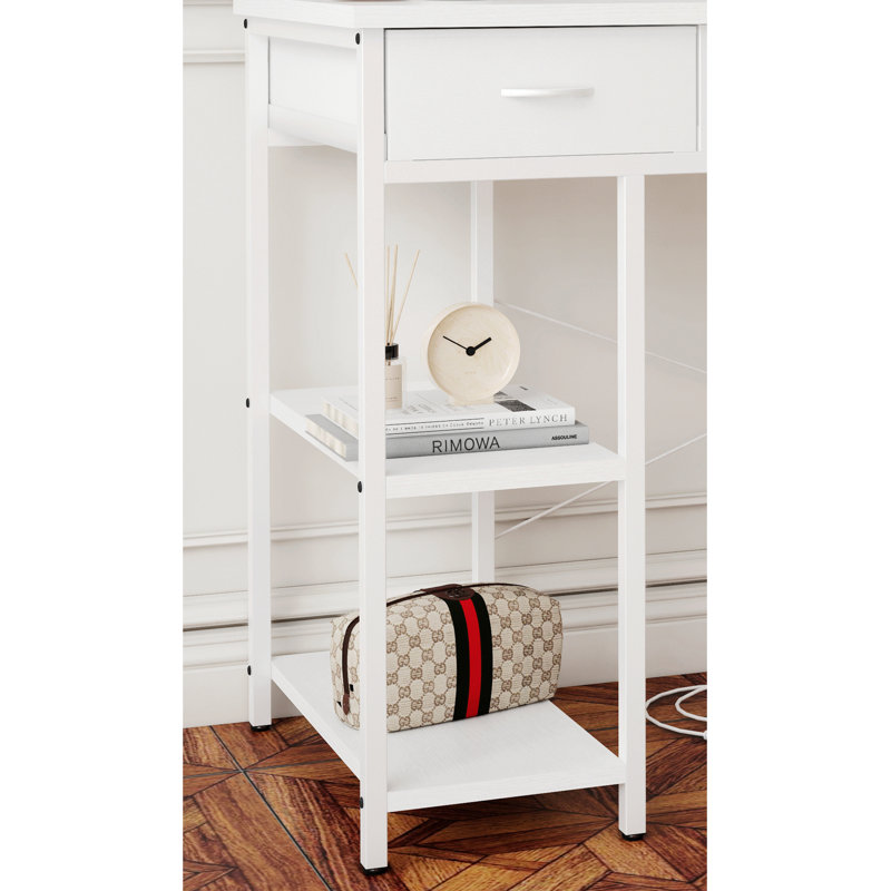 Bureau d'ordinateur 47 po avec prise de courant, bureau d'écriture avec 7 tiroirs en tissu, tiroirs de coiffeuse et grande poche latérale