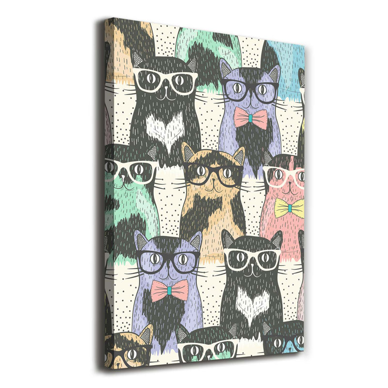 Cats With Glasses - Wrapped Canvas Print