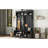 Modern Hallway Hall Tree with Metal Hooks and Storage Space, Multi-Functional Entryway Coat Rack with Shoe Cubbies, Black-991362779