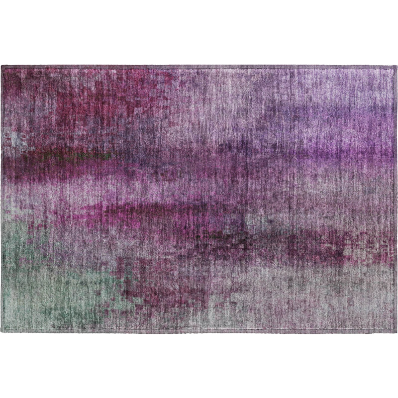 Premium Machine Washable Mayfield AMF2241 Abstract Rug, 1'8" x 2'6", Purple