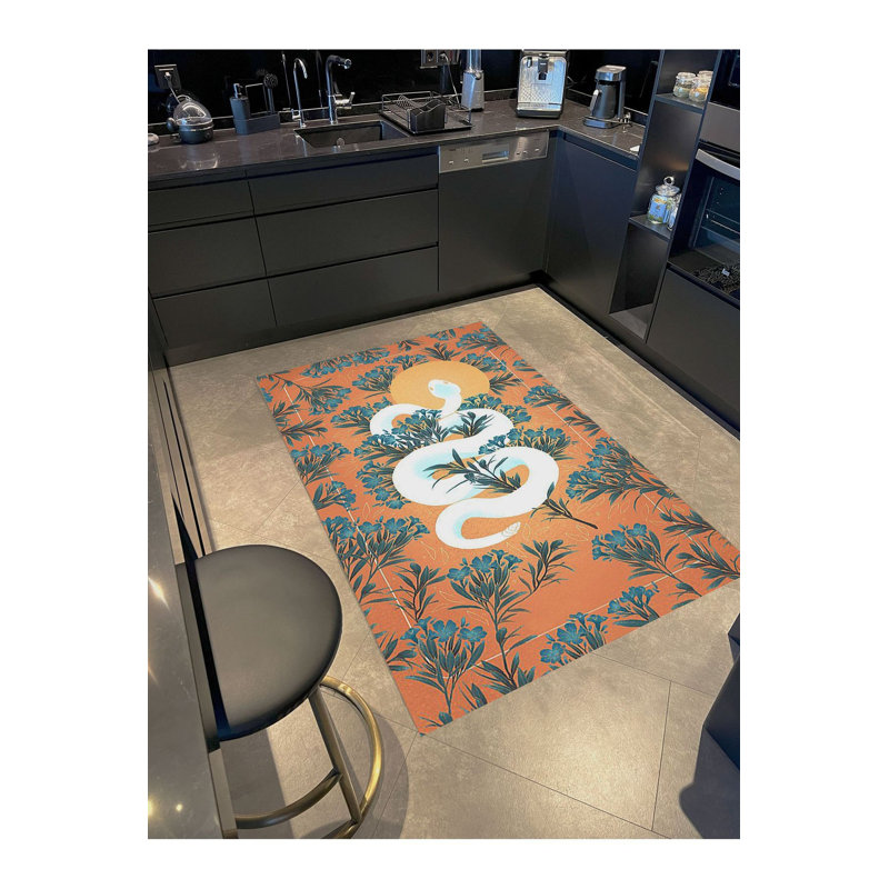 Tapis décoratif multicolore motif soleil et fleurs, Tapis de couloir 3 pi 3 po x 6 pi 7 po inclus