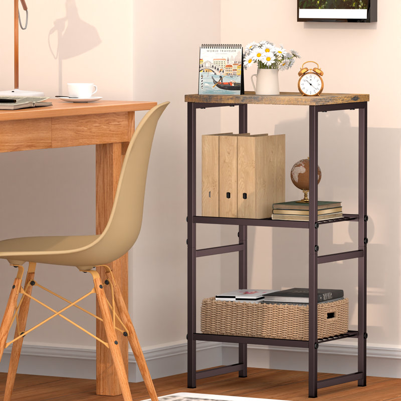 Smita 16.14'' W Steel Heavy Duty Storage Rack with Printer Stand, Brown