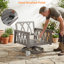 Ensemble de conversation extérieur en aluminium 3 pièces avec chaises pivotantes à 360° et coussins, fini chêne blanchi-1355386144