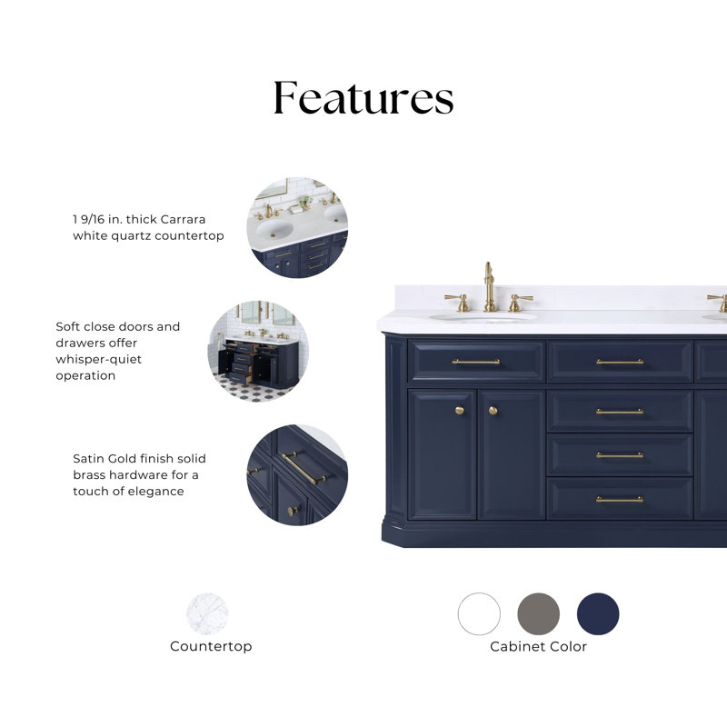 Palace 72'' W Double Vanity, Monarch Blue, Satin Brass