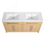 Meuble-lavabo autoportant 60 po avec lavabo en résine, porte à fermeture douce 60 po, chêne original, contreplaqué-133144848-133144849